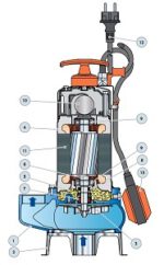 משאבת ביוב טבולה pedrollo VX 15/50 חד פאזי