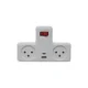 מפצל חשמל T עם מפסק, 2 שקעים וחיבור TYPE C + USB