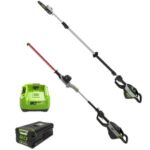 דיל קומבי גובה PRO הכולל מגזמת גובה 80V PRO כולל בורר מהירות + מסור גבהים טלסקופי 80V PRO + סוללה 4.0Ah ומטען מהיר greenworks 80V Pro