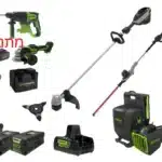 דיל PROJECT X 80v pro הכולל מפוח עלים גב, חרמש, מגזמת גובה ובונס מטורף סט כלי עבודה מושלם greenworks 80V Pro